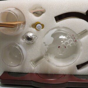 Whiskey Decanter Globe Set with 2 Etched Whiskey Glasses